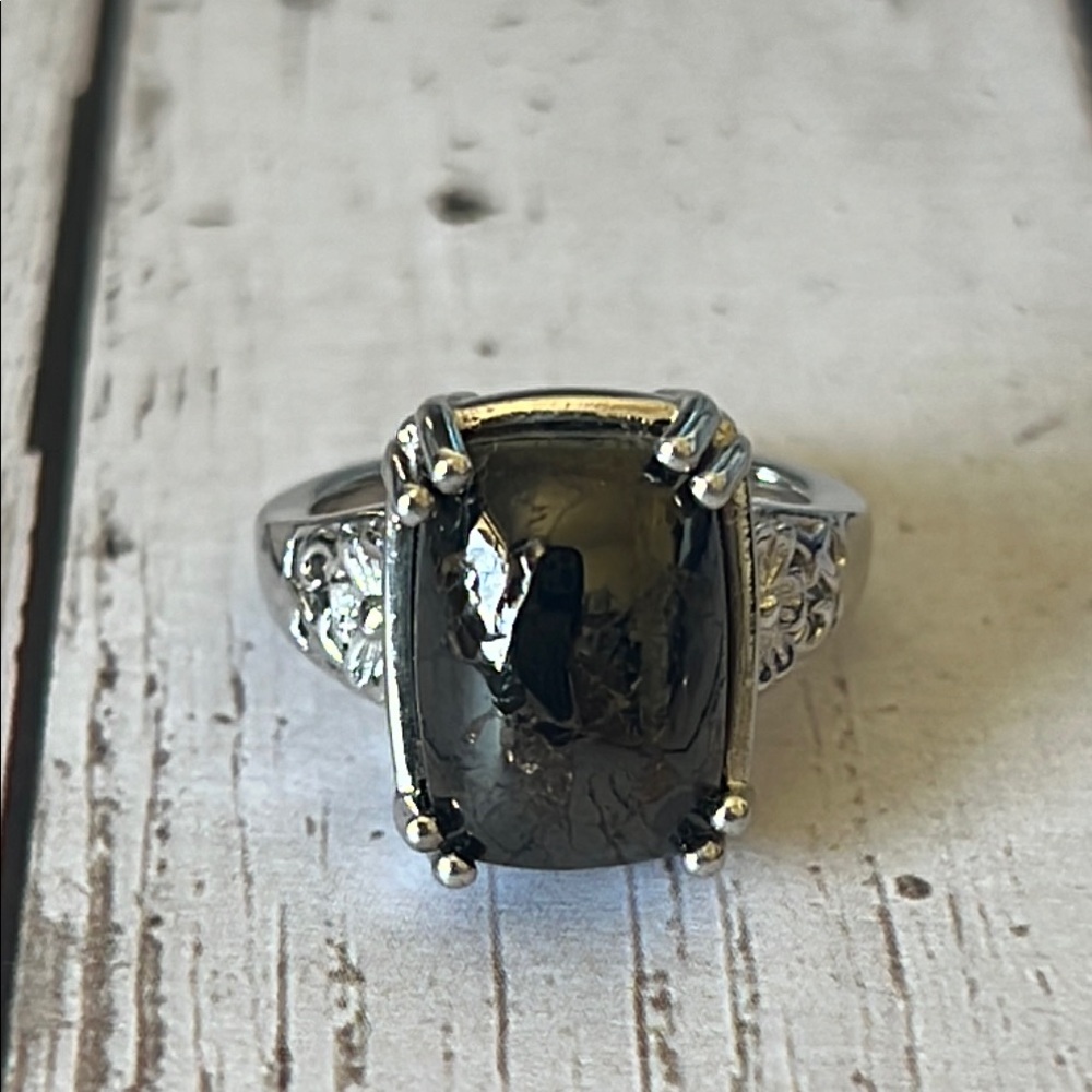 Silver Shungite Matrix Women's Ring